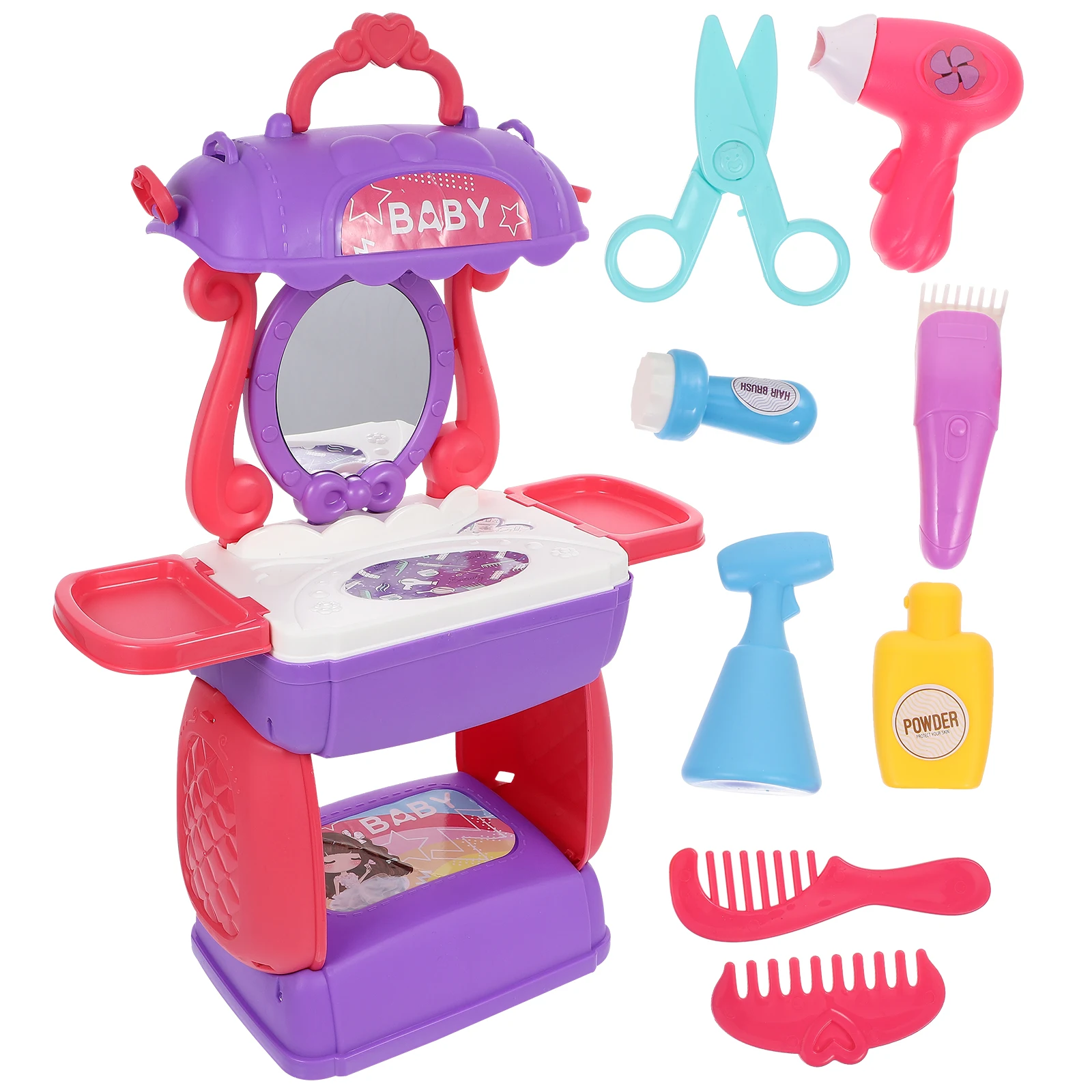مجموعة واحدة من أدوات صالونات التجميل المحاكاة لتصفيف الشعر من البلاستيك الممتاز للعب التعليمية للأطفال والتطوير المعرفي المبكر التفاعلي #5
