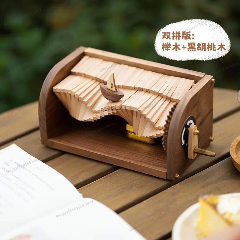 For Solid Wooden Music Box Hand-shaking, Hand-assembled Music Box, Creative Boy Birthday Gift