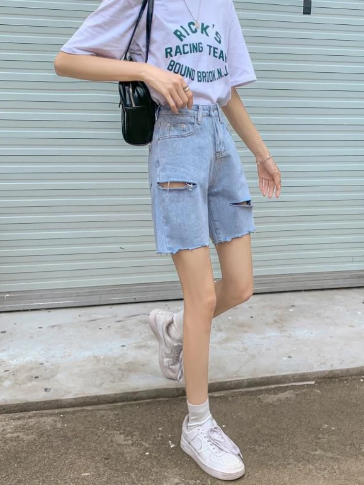 Pantaloncini da donna per il tempo libero streetwear chic semplice foro studenti tutto-fiammifero solido moda casual classico vacanza stile coreano attraente