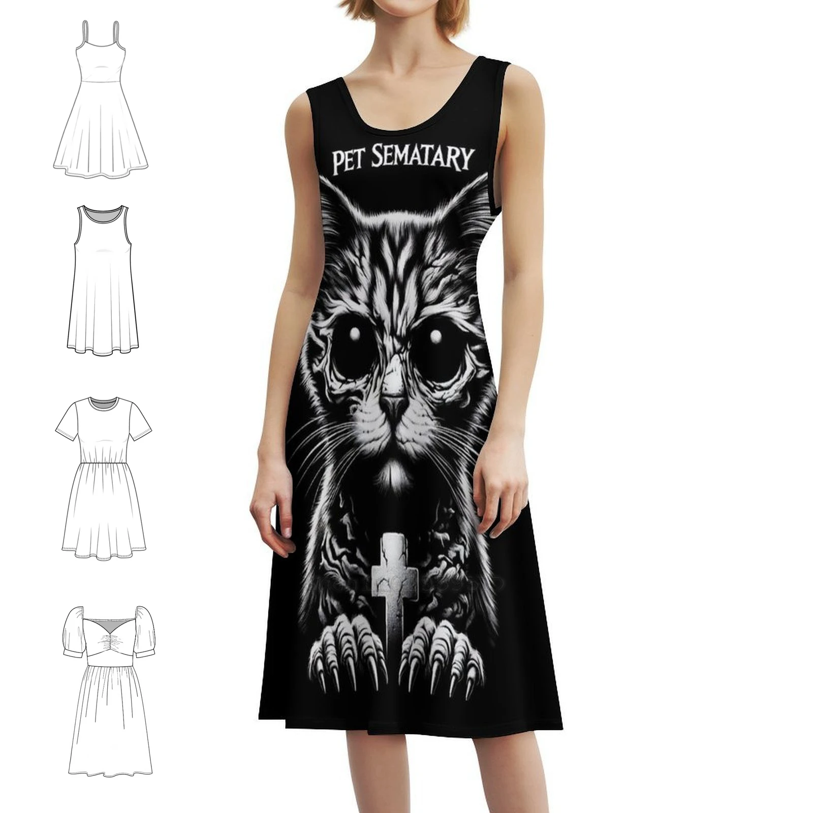 فستان كاجوال على الطراز الكوري للحيوانات الأليفة للنساء فساتين بسيطة يومية للمكتب للسيدات للحيوانات الأليفة Sematary Pet Sematary Bloodlines Evening #1