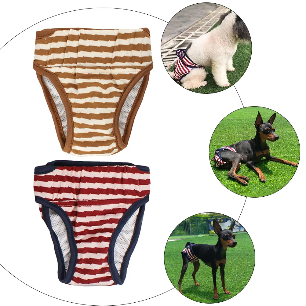 2pcs Pet Physiological Pants For Female Dogs Reusable Washable Dog Diaper Puppy Sanitary Pantie Leakproof Incontinence Heat