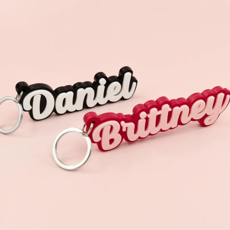 

Custom Name Keychain Backpack Letter Label Double Color Design Single Piece Fashion Accessory