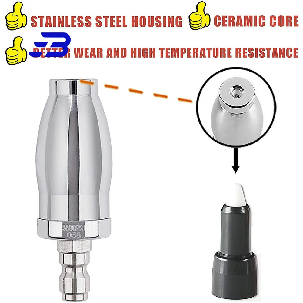 1pc, Turbo Nozzle For Pressure Washer, Rotating Nozzle For Hot And Cold Water, 1/4 Inch Quick Connect, Orifice 3.0, 3600 PSI