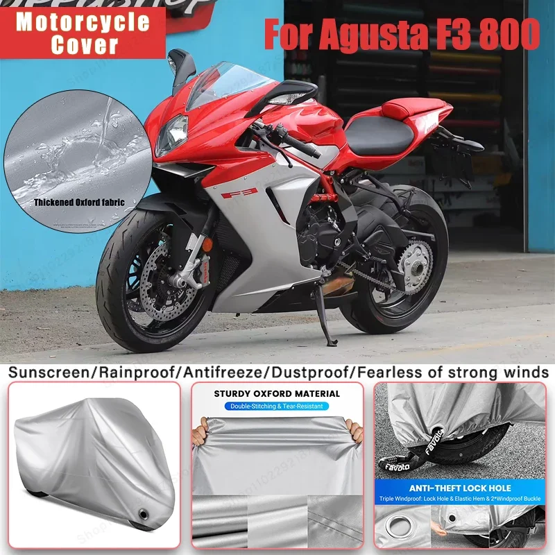 

For MV Agusta F3 800 No Ear Motorcycle Cover -Outdoor Full Body Protection, Waterproof Dustproof Sunscreen Accessory