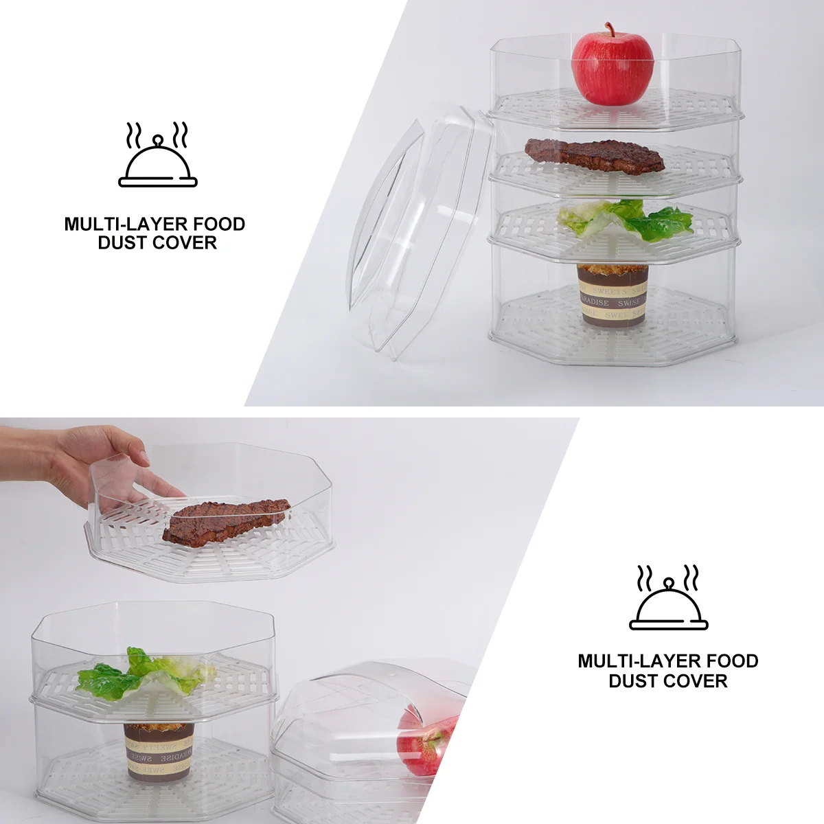 

5Pcs Thick Food Covers Anti-Mosquito Transparent Multi-Layer Dish Cover for Picnic Use Food Covers Dish Cover