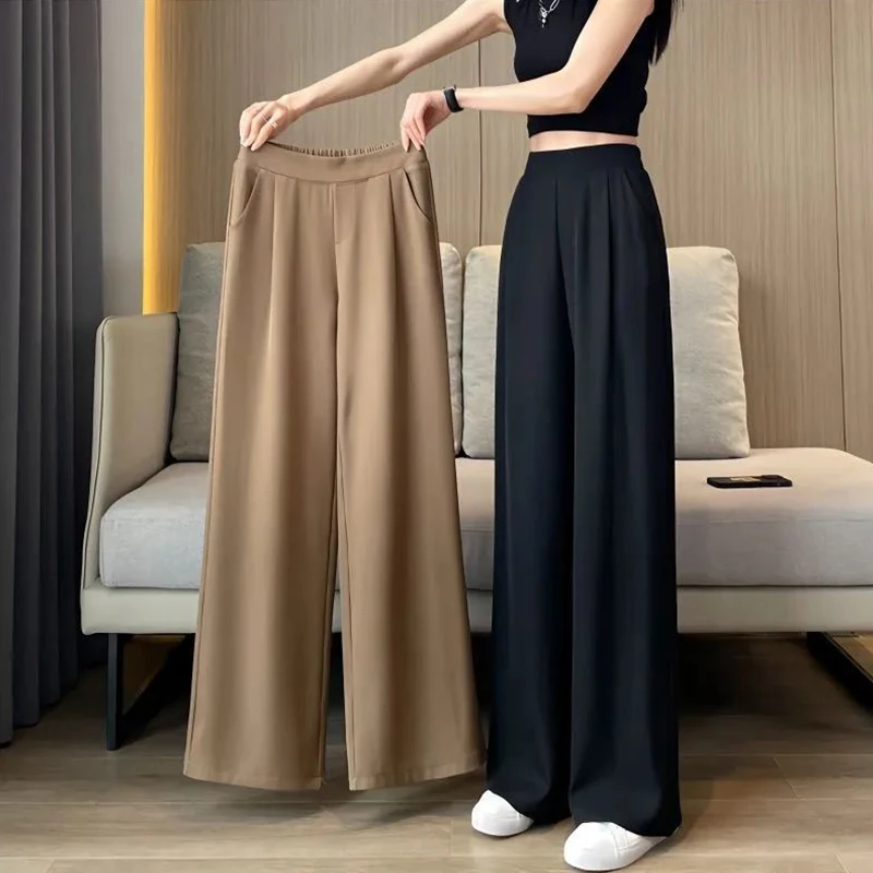 

Fashionable High-Waist Casual Commuting Office Drape Straight Suit Pants For Women