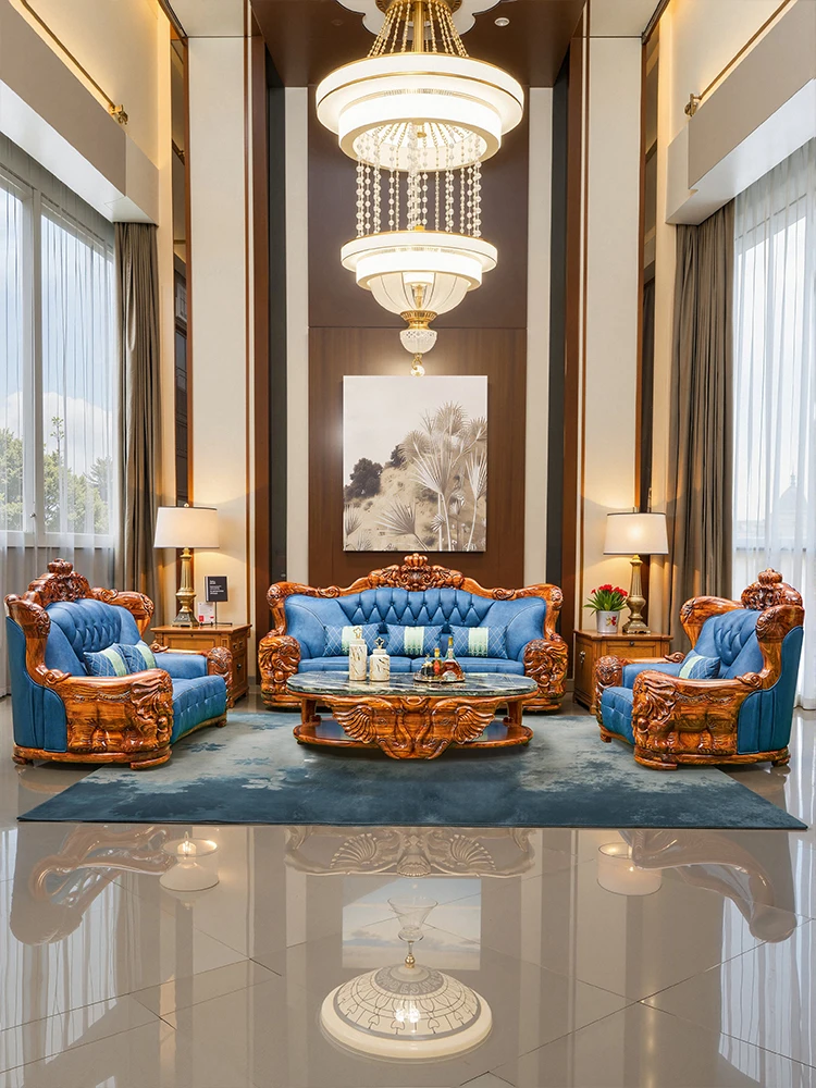 

Customizable European ebony sofa living room large apartment