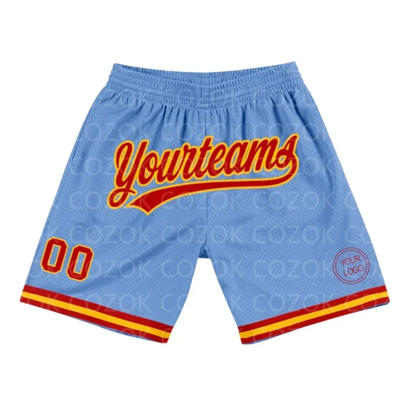 

Custom Blue Authentic Basketball Shorts 3D Printed Men Shorts Your Name Mumber Quick Drying Beach Shorts