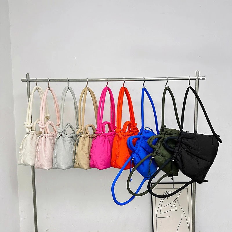 حقيبة كتف عصرية ذات سعة كبيرة من النايلون برباط من القطن حقيبة كتف نسائية