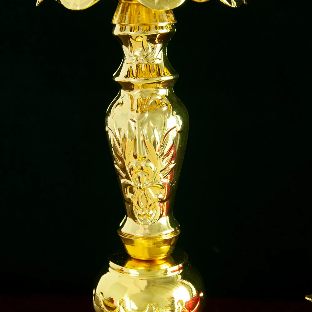 Russian Orthodox Candlestick 11.6In Gold-Plated Zinc Alloy Candlestick with Glass Gift for Pastor Church Family Prayer Corner image 3