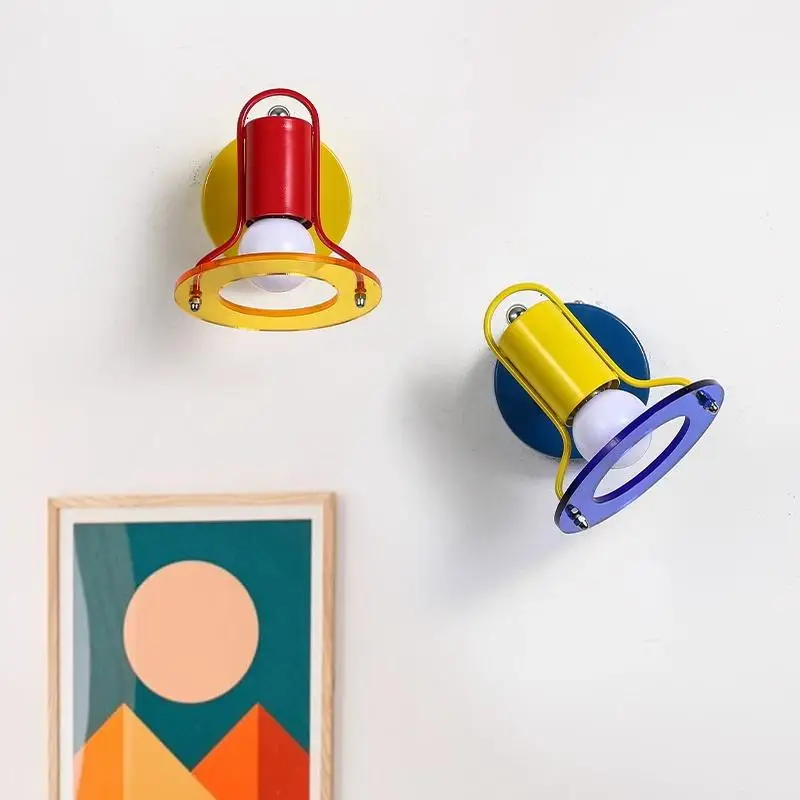 Blue Red Wall Lights Memphis Design Living Room Wall Lamps Acrylic Sconce Colorful Decorative Bedroom Bedside Light for Study