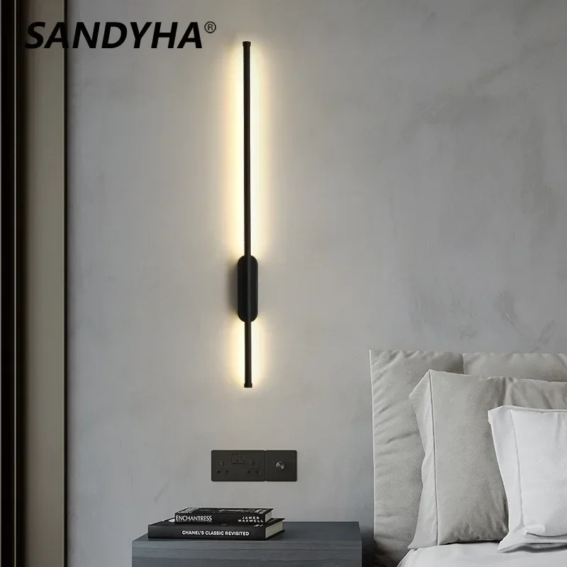 

Nordic Long Strip Wall Lamp Modern Simple Line Night Light Home Decor Living Room Bedroom Bedside Background Lighting Fixture