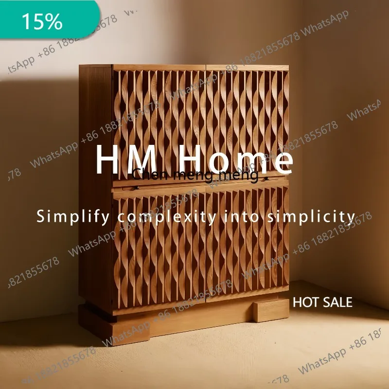 

M178 Medieval solid wood texture dining side cabinet simple locker designer living room side cabinet