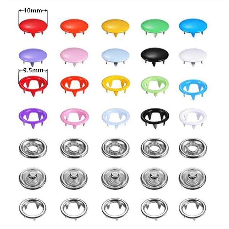 10 Colors Metal Sewing Buttons Hollow Solid Prong Press Studs Snap Fasteners For Clothes Bags-Hot
