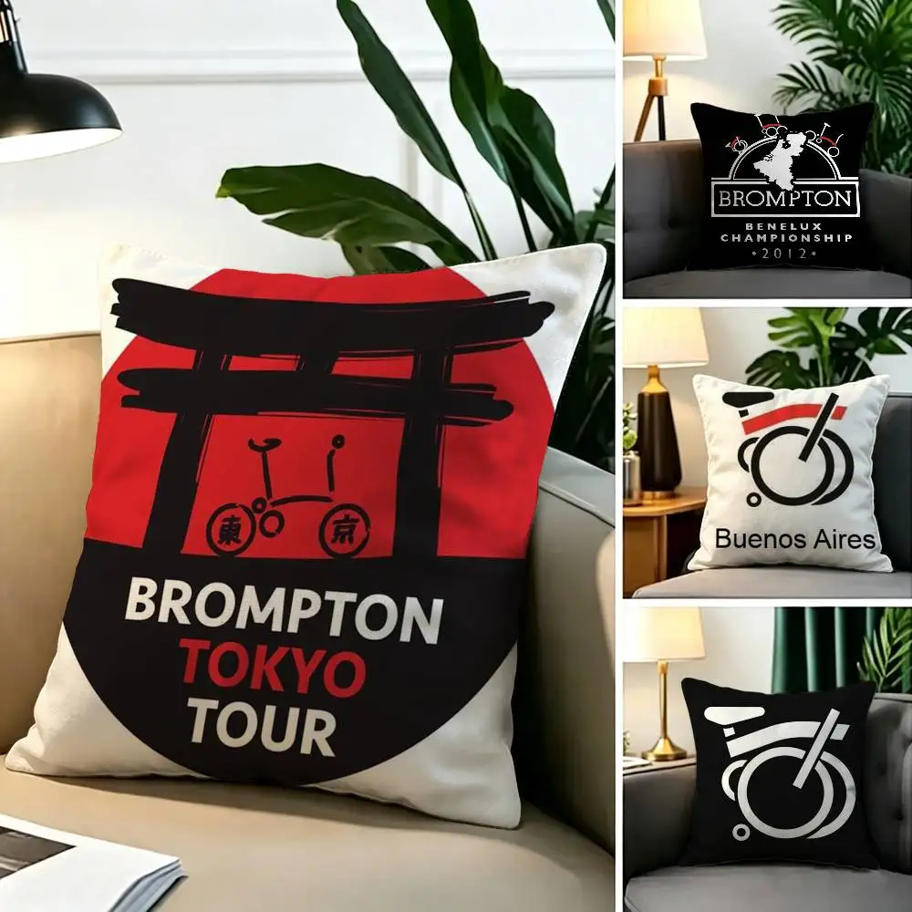 B-Brompton LOGO-O  Square Double-Sided printed Pillow Case Bedroom Bedside Pillow Sofa Cushion Cover