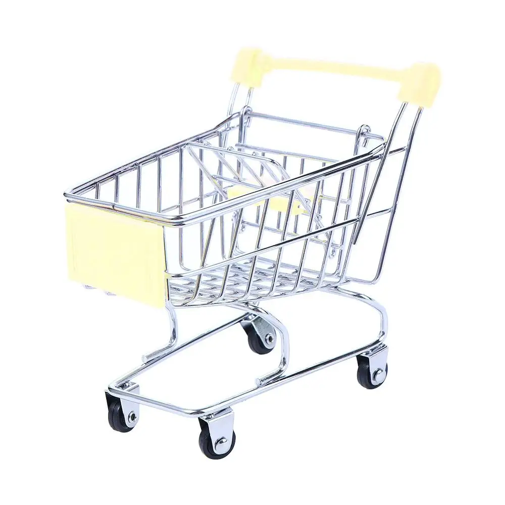 Shopping Cart Desktop Decor Dollhouse Furniture Supermarket Handcart Trolley Supermarket Shopping Basket Dollhouse Accessories