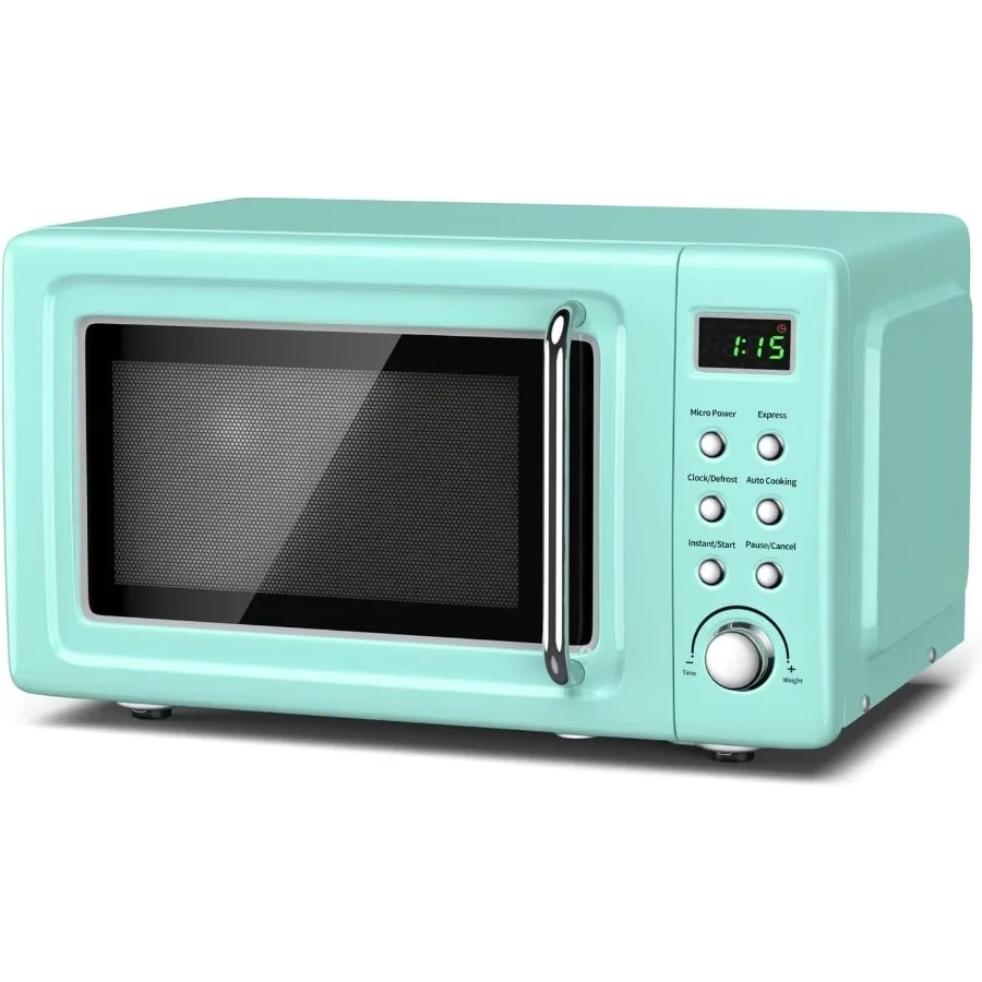 فرن ميكروويف ريترو مدمج لكونترتوب المطبخ 0.7 قدم مكعب صغير الحجم مع وظيفة تذويب 5 مستويات طاقة 8 طبخ تلقائي Pr