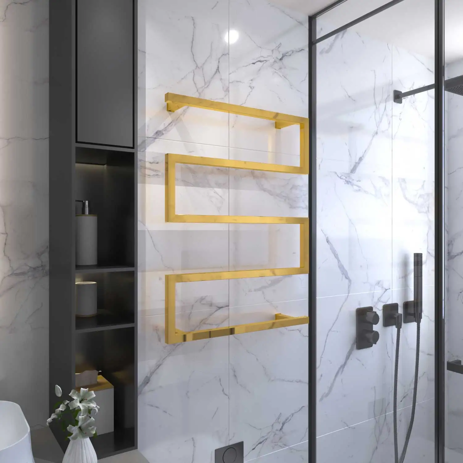 

eu-Golden Stainless Steel Electric Heated Rail Ladder Towel Drying Rack Towel Warmer#
