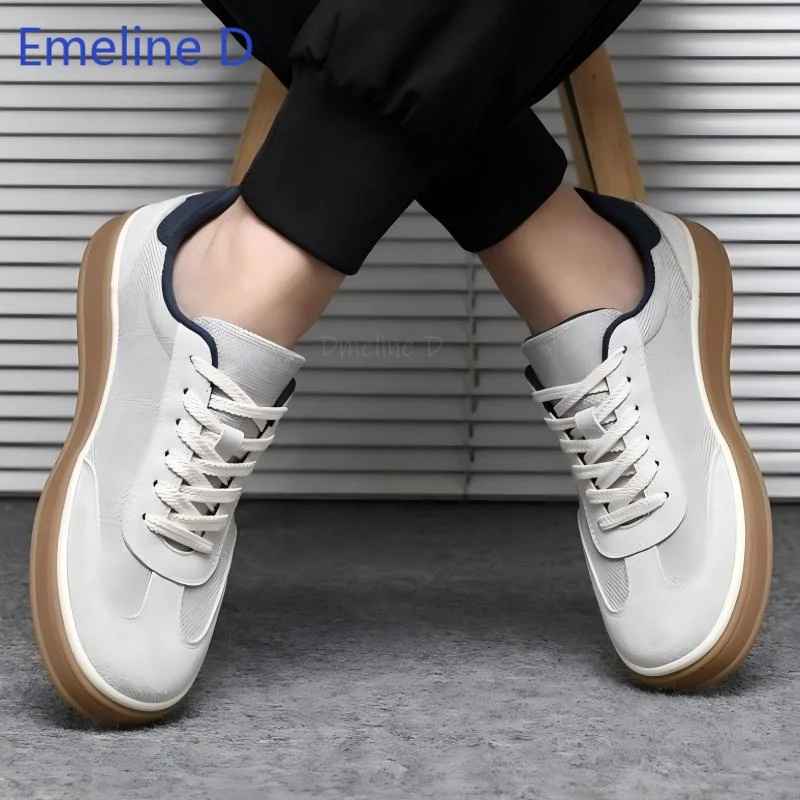 Men Casual Shoes Construction Built In Height Mixed Fabric Minimalist Silhouette Urban Walking Outdoor Daily Casual Footwear