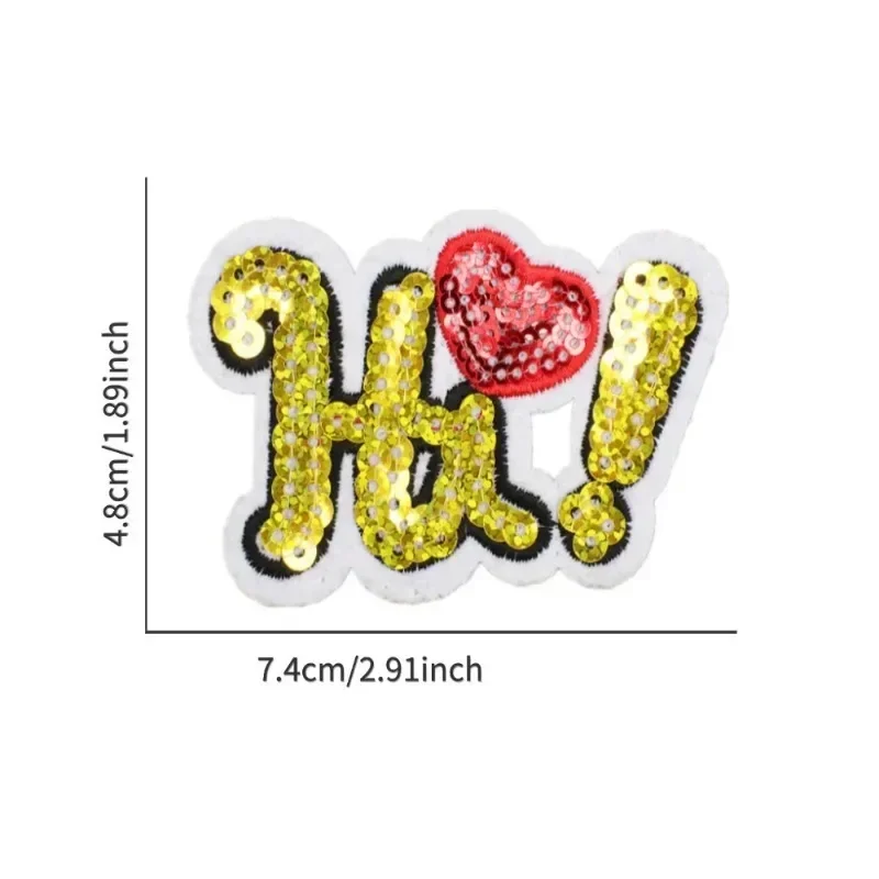 30 pz/lotto Conchiglia di Paillettes HI Love Leaf Ricamo di Lusso Patch Lettera Camicia Borsa Abbigliamento Decorazione Accessorio Mestiere Fai Da Te Applique