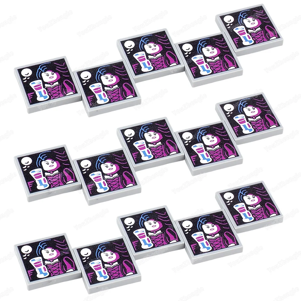 Vampiro lua morcego padrão impresso bloco de construção 2x2 telhas básicas 3068 peças moc figuras retrato equipamentos modelo correspondência brinquedo diy