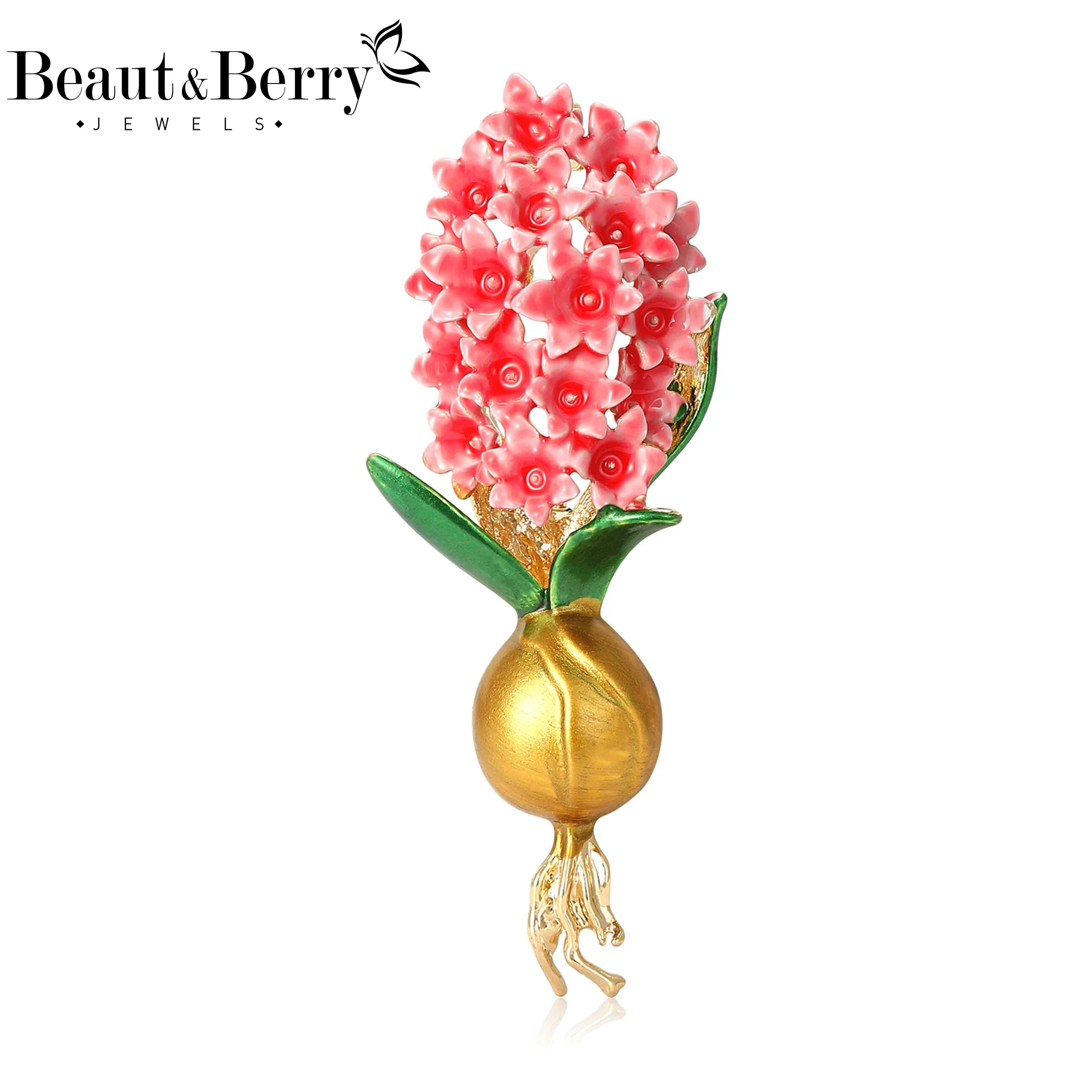 Beaut & Berry-broches clásicos de flores de jacinto esmaltados para mujer, alfileres de plantas Unisex, accesorios informales para fiesta, regalos de Año Nuevo para amigos