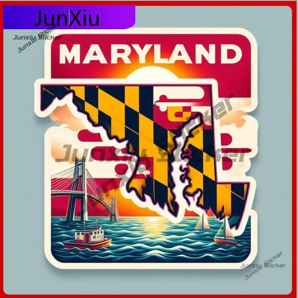 

Водонепроницаемая виниловая наклейка с флагом штата Мэриленд, устойчивая к ультрафиолетовому излучению, прочная, защищающая от царапин, для наружного применения.