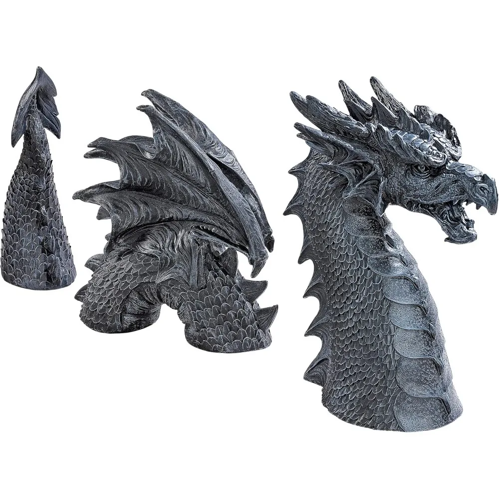 

The Dragon of Falkenberg Castle Moat Lawn Garden Statue, 28 Inches Wide, 7 Inches Deep, 14 Inches High, Handcast Polyresin