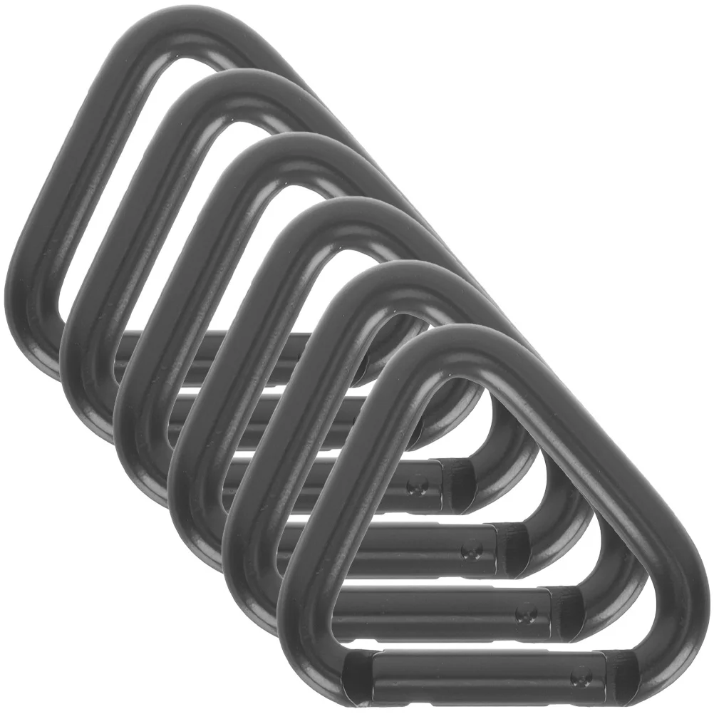 

6 Pcs Triangle Carabiner Clips Black Aluminum Alloy Climbing Key Hook Heavy Duty Outdoor Gear High Strength Small Size