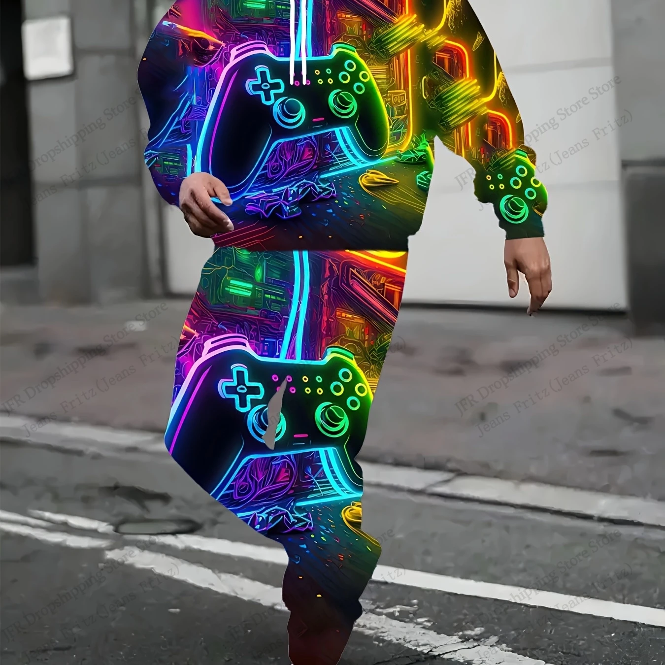 

Neon Game TWO PIECE HOODIE PANT SET Игровая консоль Комплект с 3d принтом Мужчины Женщины Модная толстовка + брюки Комплекты из 2 предметов Спортивный спортивный костюм