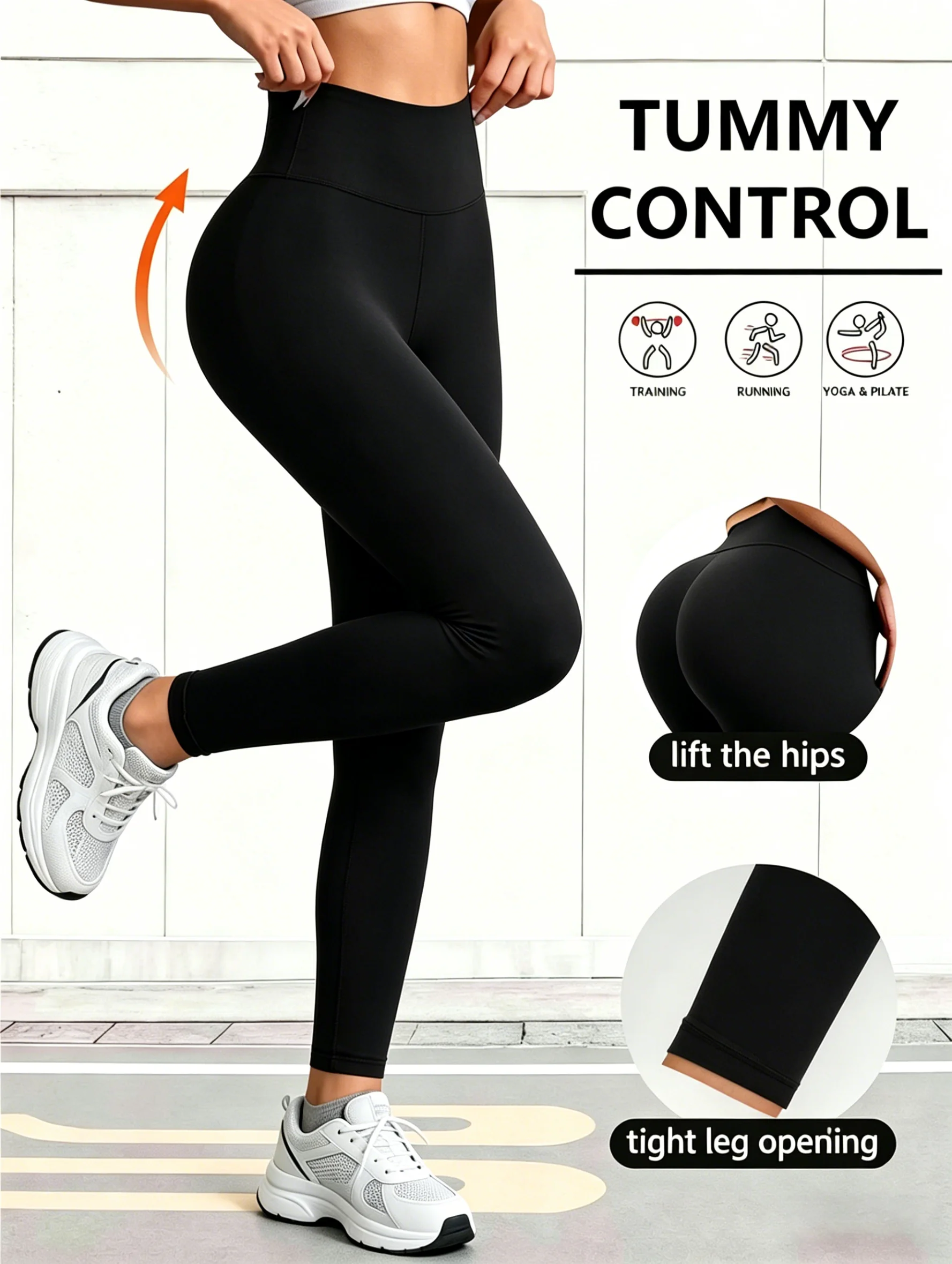 Women's plastic bottom pants yoga pants belly lift hip breathable comfort simple fashion sports and dancing can be worn.