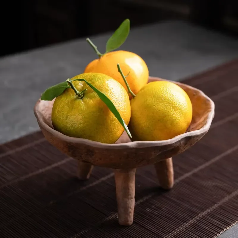 Winter Retro Ceramic Fruit Plate Chinese Style Double Ear Dinnerware Home Desktop Ornament DW-GP Model Decorative Dish