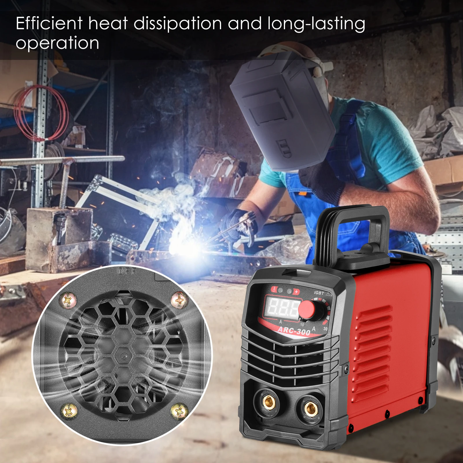 300A IGBT ARC MMA Welder LCD Display Portable Inverter Welding Machine with Electrode Holder Rods Gloves