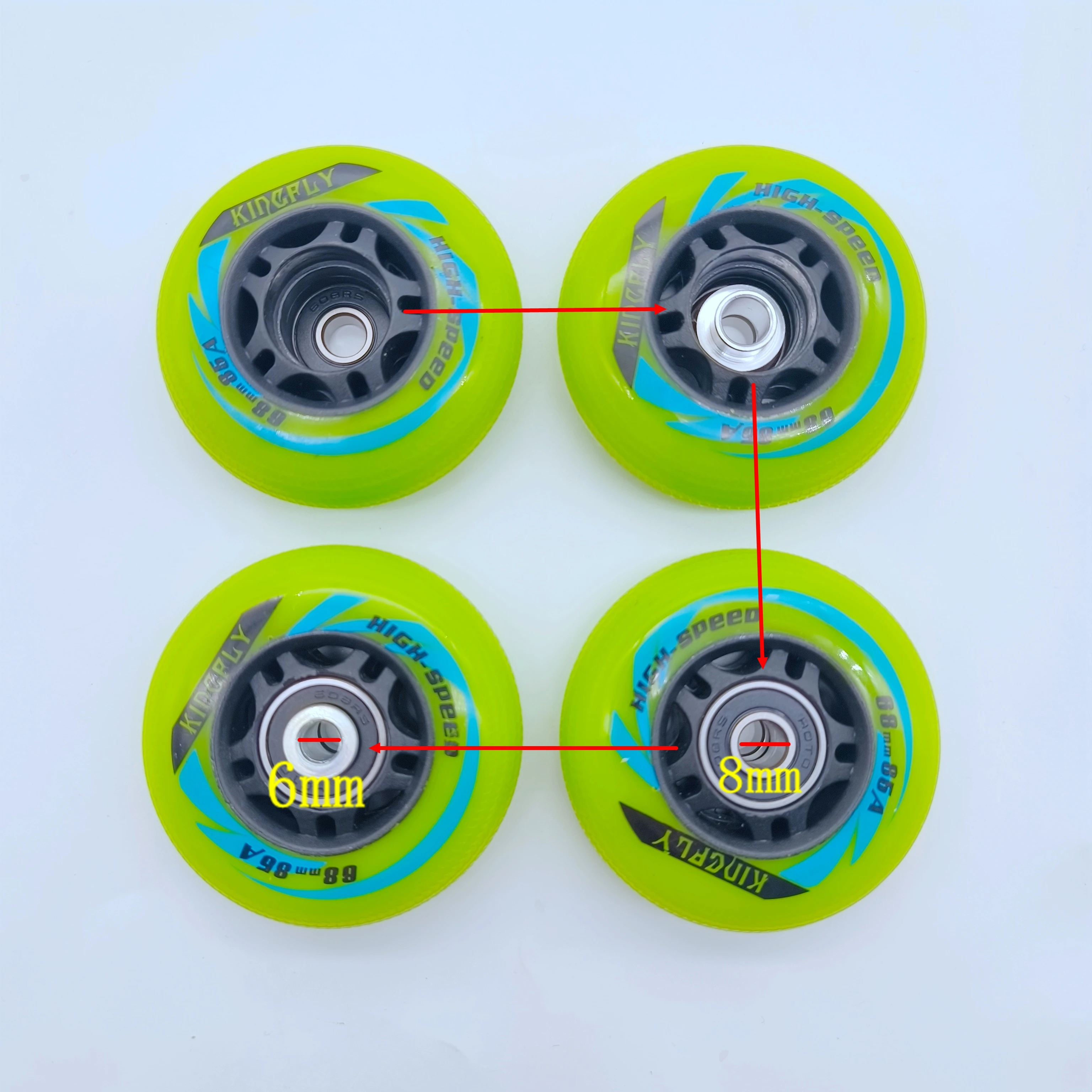 Inline Skate Wheel for Children Roller Skate Wheel 68mm 85a with Bearings 8 Wheels/Lot - view 6