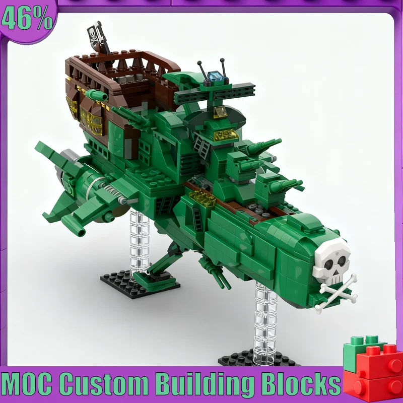 1001 Piezas Nave Espacial Pirata de Ciencia Ficción con Decoración de Calaveras, Bloques MOC de Buque de Guerra, Modelo de Ensamblaje DIY para Exhibición, Regalo de Cumpleaños para Coleccionistas de Ciencia Ficción