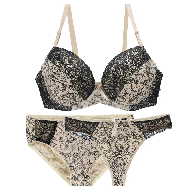 نوفيل سلس رفع البرازيلي مجموعات للنساء 3 قطعة الملابس الداخلية BCDEF كوب بيج أسود أزرق أرجواني أحمر أبيض حجم كبير الملابس الداخلية