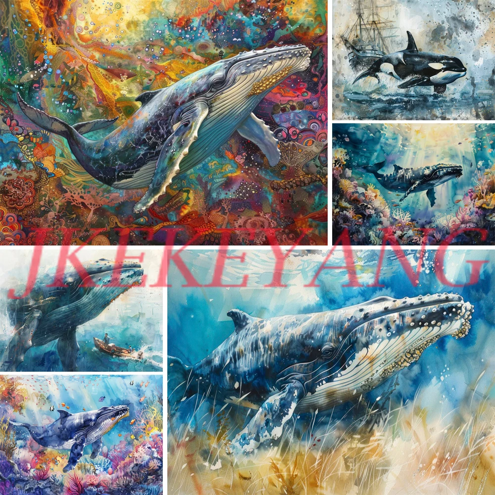 Full Square/Round Drill 5D DIY Diamond Painting Abstract Whale Picture Diamond Embroidery Cross Stitch Home Decor