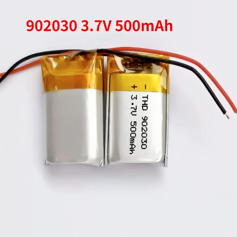 

500mAh 902030 Li Po Battery 3.7V Polymer Lithium Batteries Plug Ph2.0 for Beauty Equipment Massager Toys Recorder