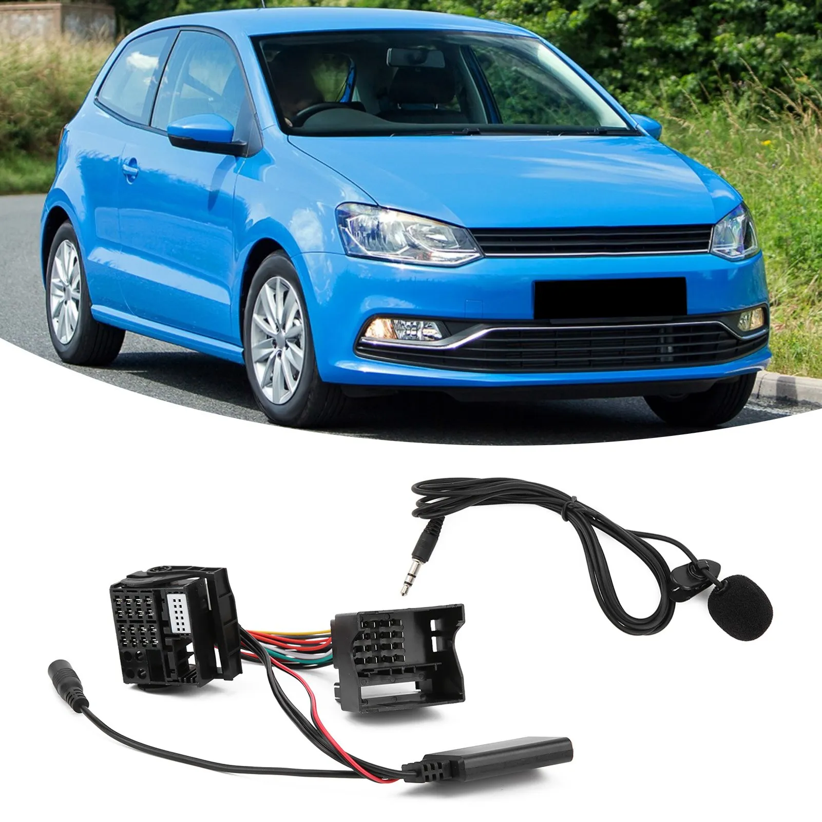 AUX Harness Plug  5.0 DC12V Stable Transmission Audio Cable Adaptor 150cm/59in Length Replacement for RCD 300 for Car