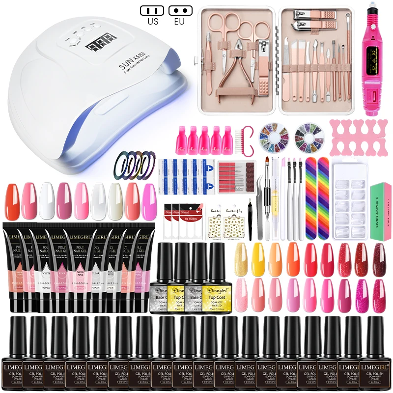 Nail Set UV LED Lamp Dryer With Soak-off Nail Gel Polish Kit Soak Off Manicure Tools Set electric Nail drill Nail Art Tools Sets