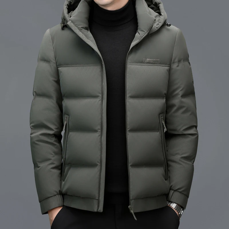 YX-5803 Extreme Cold Warm Down Jacket Men's Thick Winter White Duck Down Collar Jacket New Cold Proof Jacket Hat Detachable