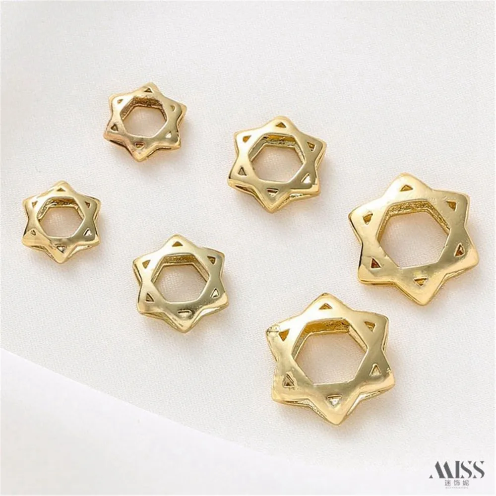 

14K Gold Bag Color-preserving Hexagram Set Bead Ring DIY Handmade Jewelry Accessories Materials