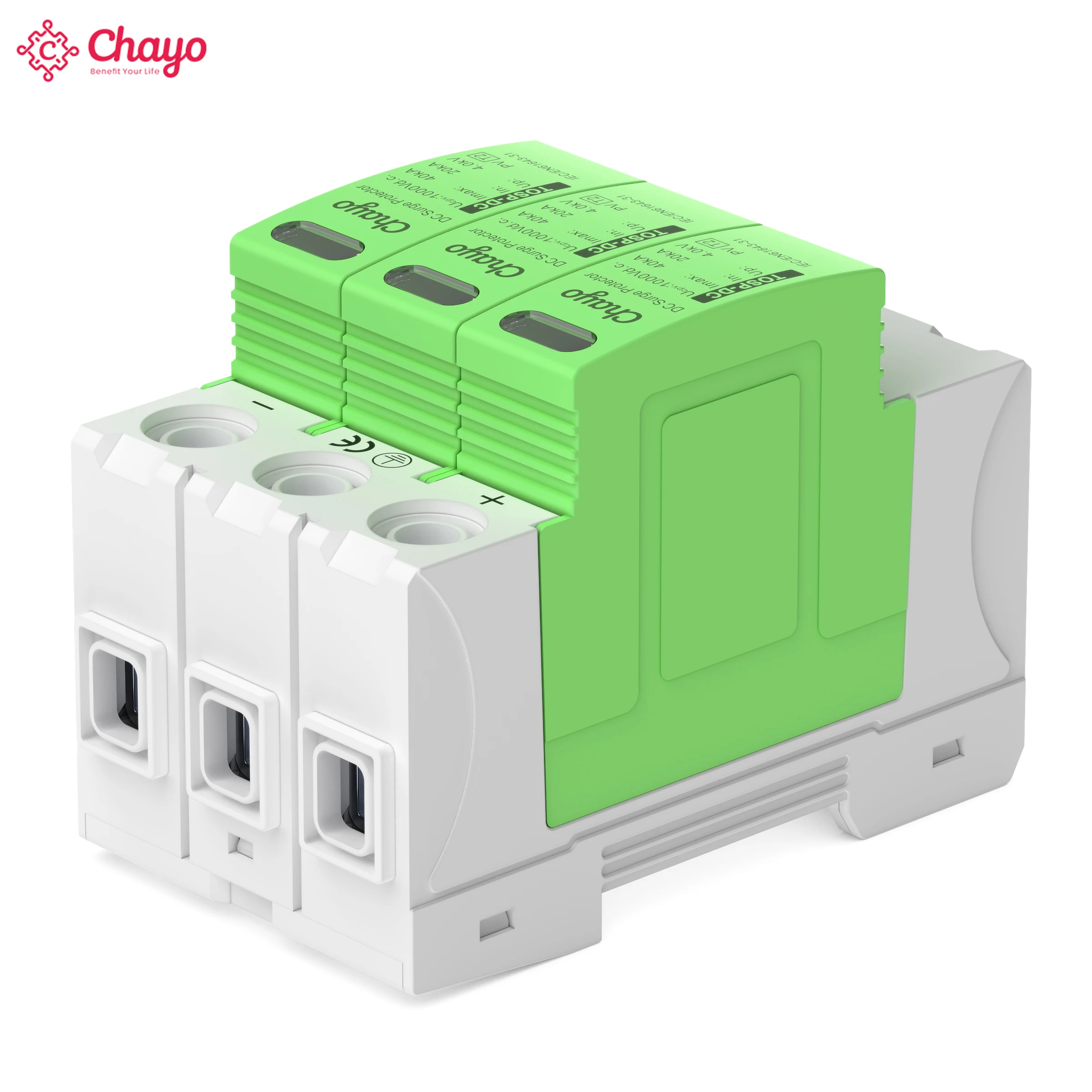 Chayo DC1000V Voltage Surge Suppressor SPD 20KA 40KA 2P/3P Lightning Arrester For PV DC Power Supply Surge Protection
