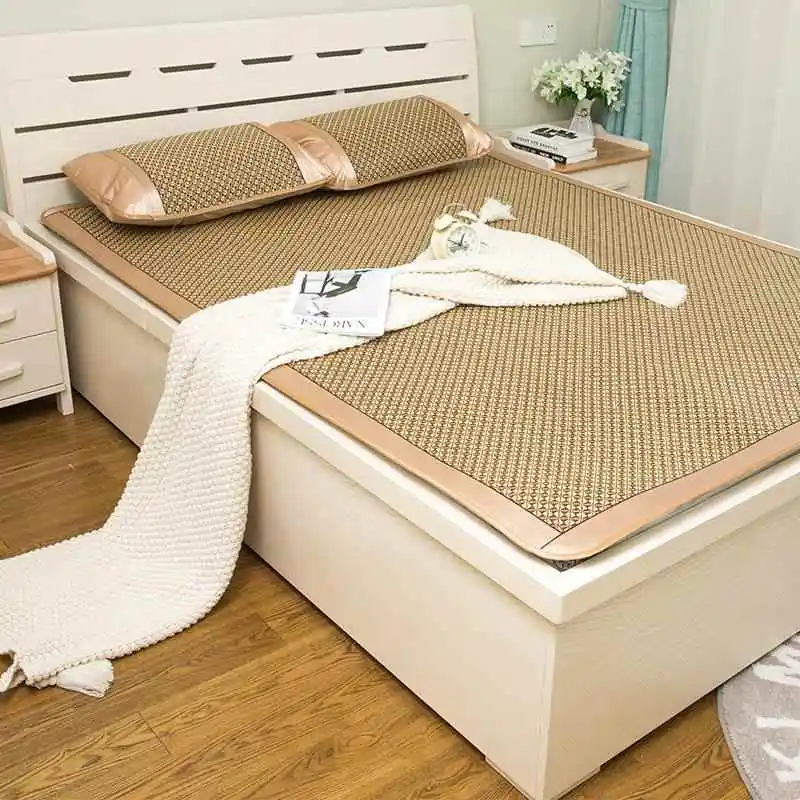 set-estivo-di-tappeti-rinfrescanti-pieghevoli-in-canna-set-da-tre-pezzi-climatizzato-matrimoniale-fatto-a-mano-e-tessuto-a-macchina-per-uso-domestico