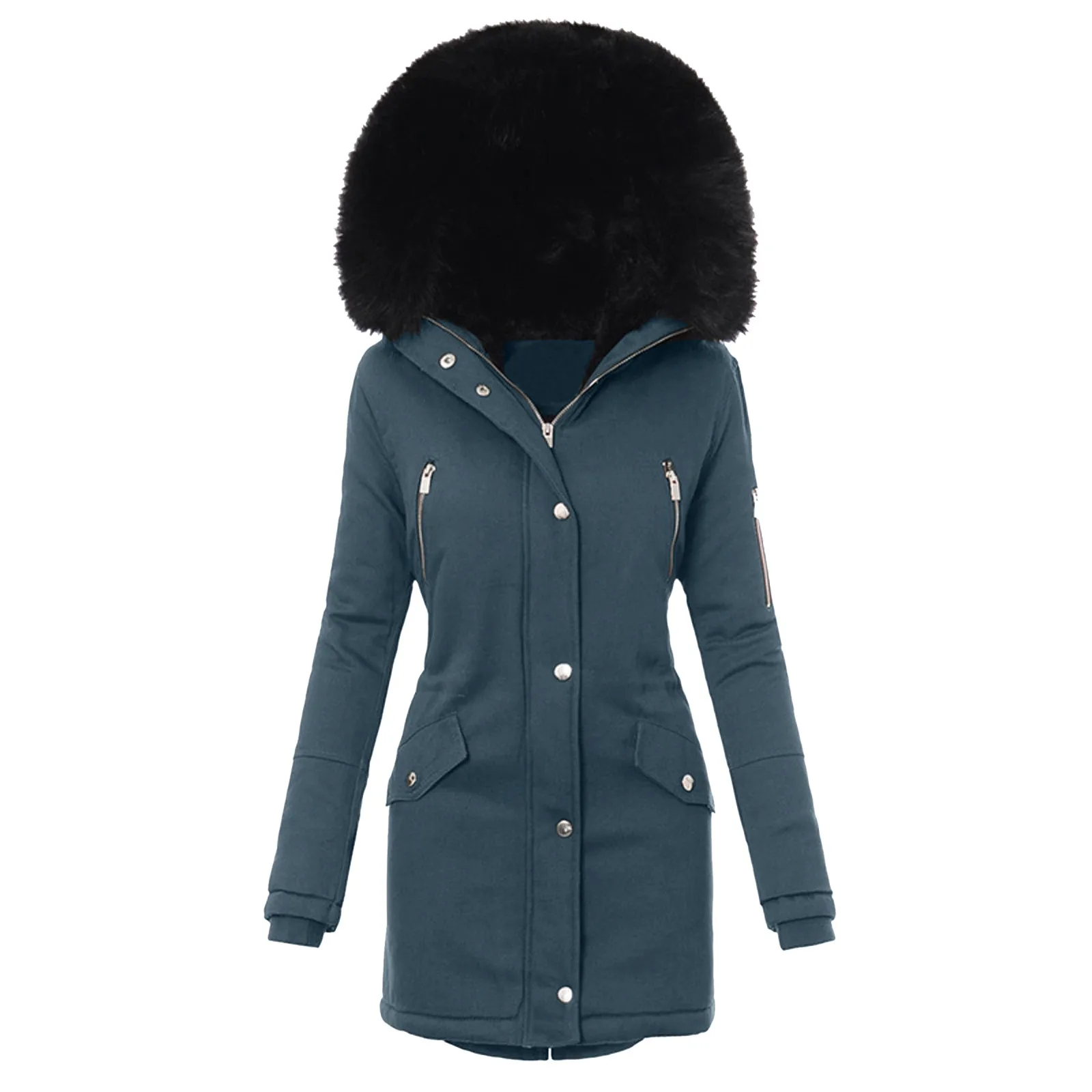 Fashion Cotton Padded Winter Coat Women Warm Fleece Jacket Solid Thicken Casual Jacket 2024 Winter Slim Ladies Coat Overcoat