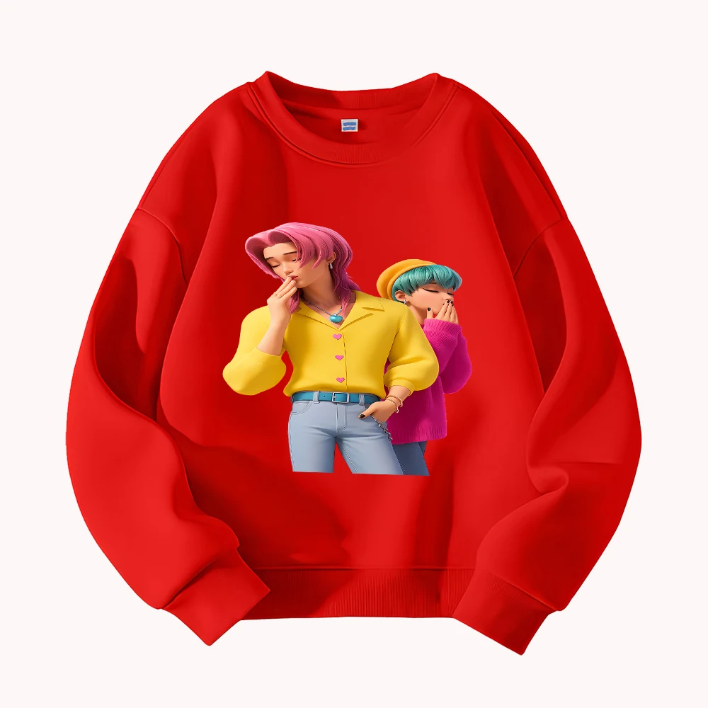 Cartoon karakter print ronde hals sweatshirt voor dames heren casual losse pasvorm lange mouw trui mode streetwear