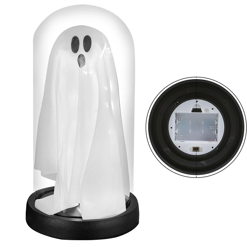 Indoor Halloween Decorations - Light Up The Ghost In The Glass Clock - Cute Ghost With Lights Home Decoration New Year's Gift