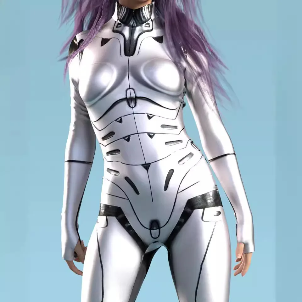 

Women's Sexy Mechanical Cyberpunk Jumpsuit Zipper Cat Suit Halloween Cosplay Costume Gaming Party Outfit Zentai Suit for Female