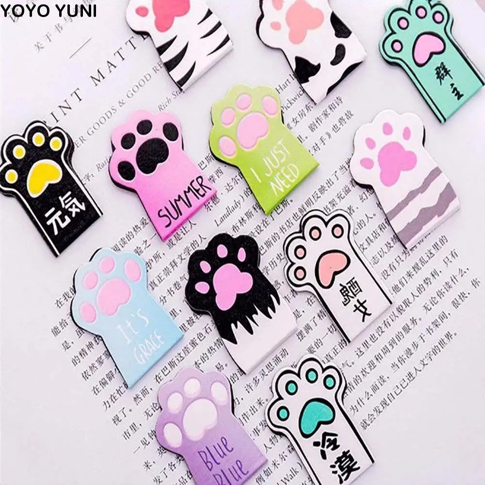 

Cute 4pcs /Set Office Supply Catoon Clip Stationery Paper Clip Cat Paw Books Marker Book Labels Magnetic Bookmarks