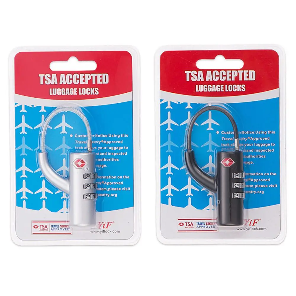 Anti-Theft Small Padlock Cable Luggage Lock TSA Customs Lock Customs Code Lock Combination Lock Padlock with Steel Cable